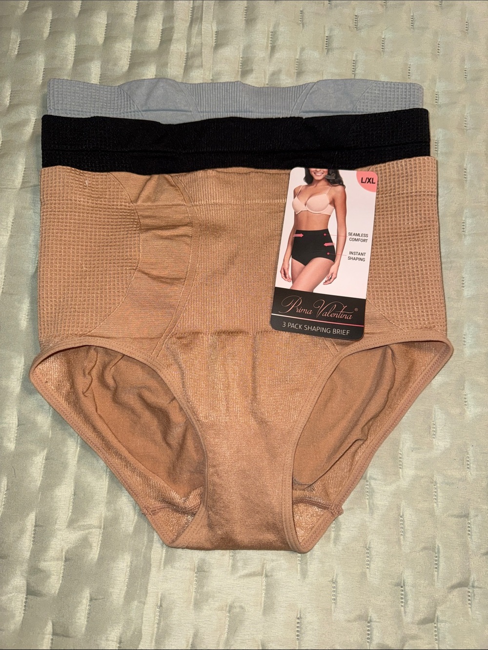 PrimaValentina 3-Pack Shaping Briefs in Nude, Black & Light Gray